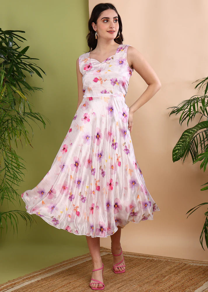 Sunny Yellow Sleeveless Floral Midi Dress – Breezy Summer Style by Rudraaksha