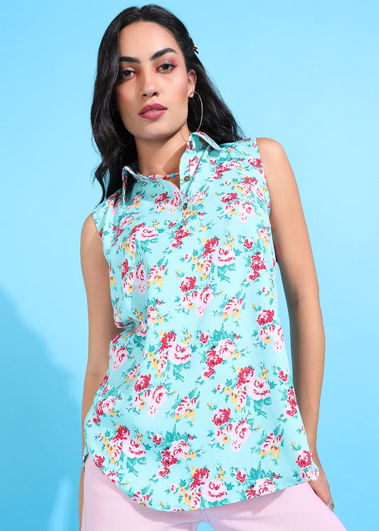Rudraaksha Floral Collared Top