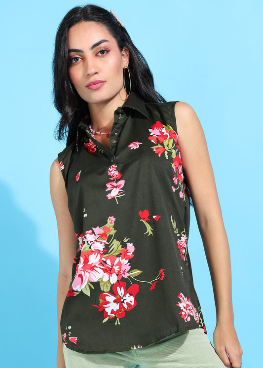 Rudraaksha Floral Collared Top