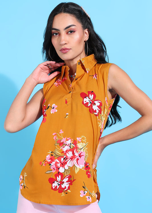 Rudraaksha Floral Collared Top