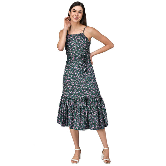 Rudraaksha Frilleed Printed women dress