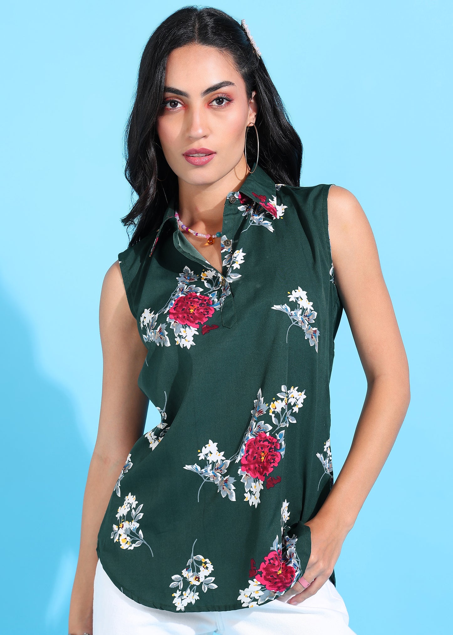 Rudraaksha Floral Collared Top