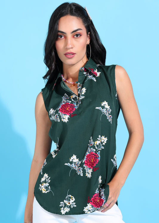 Rudraaksha Floral Collared Top