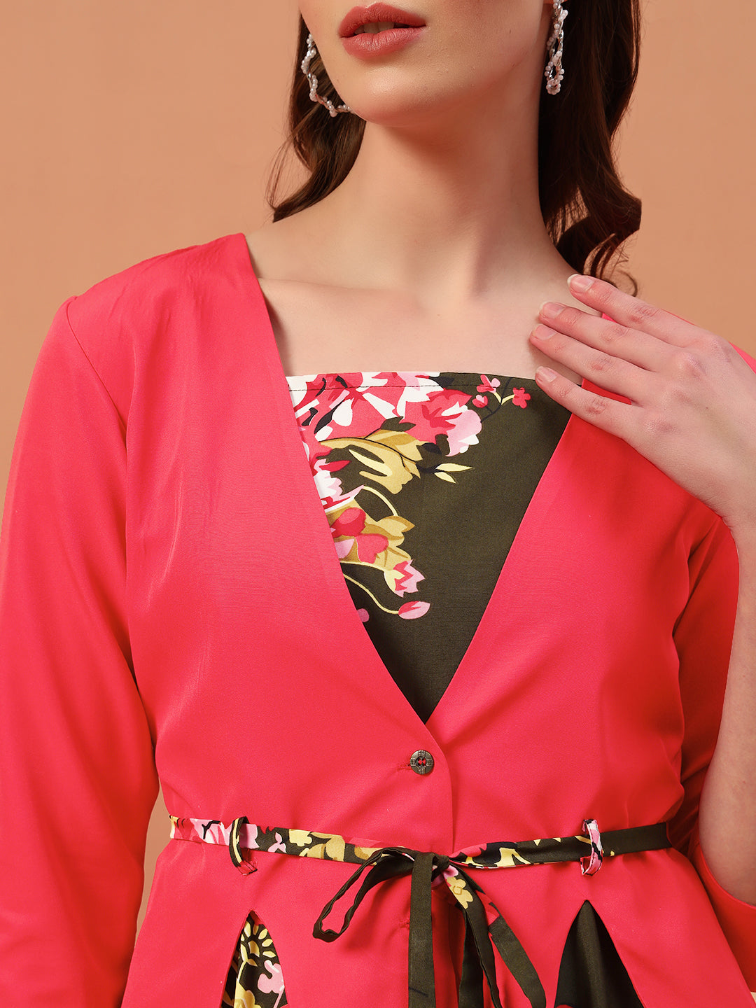 Floral Printed Drees With Shrug