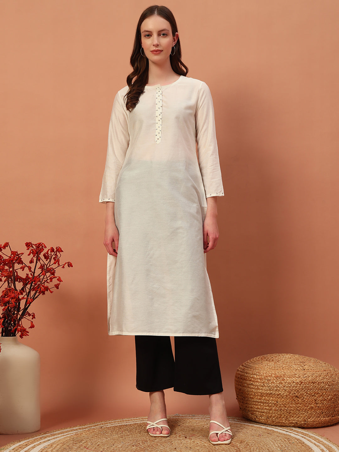 Solid Silk Kurti