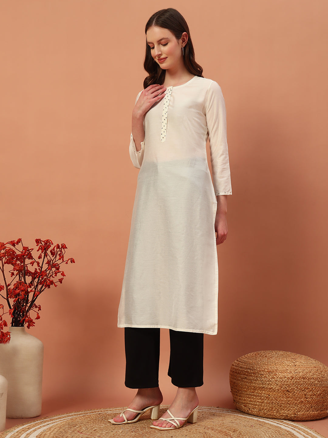 Solid Silk Kurti