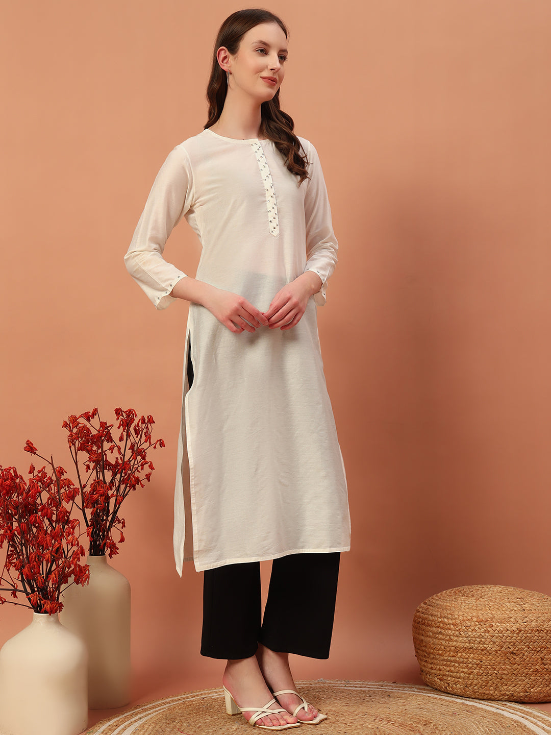Solid Silk Kurti