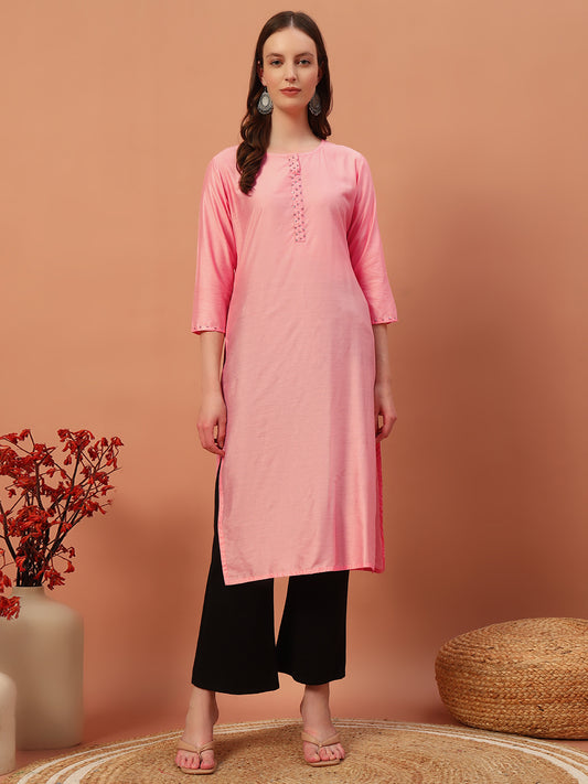 Solid Silk Kurti
