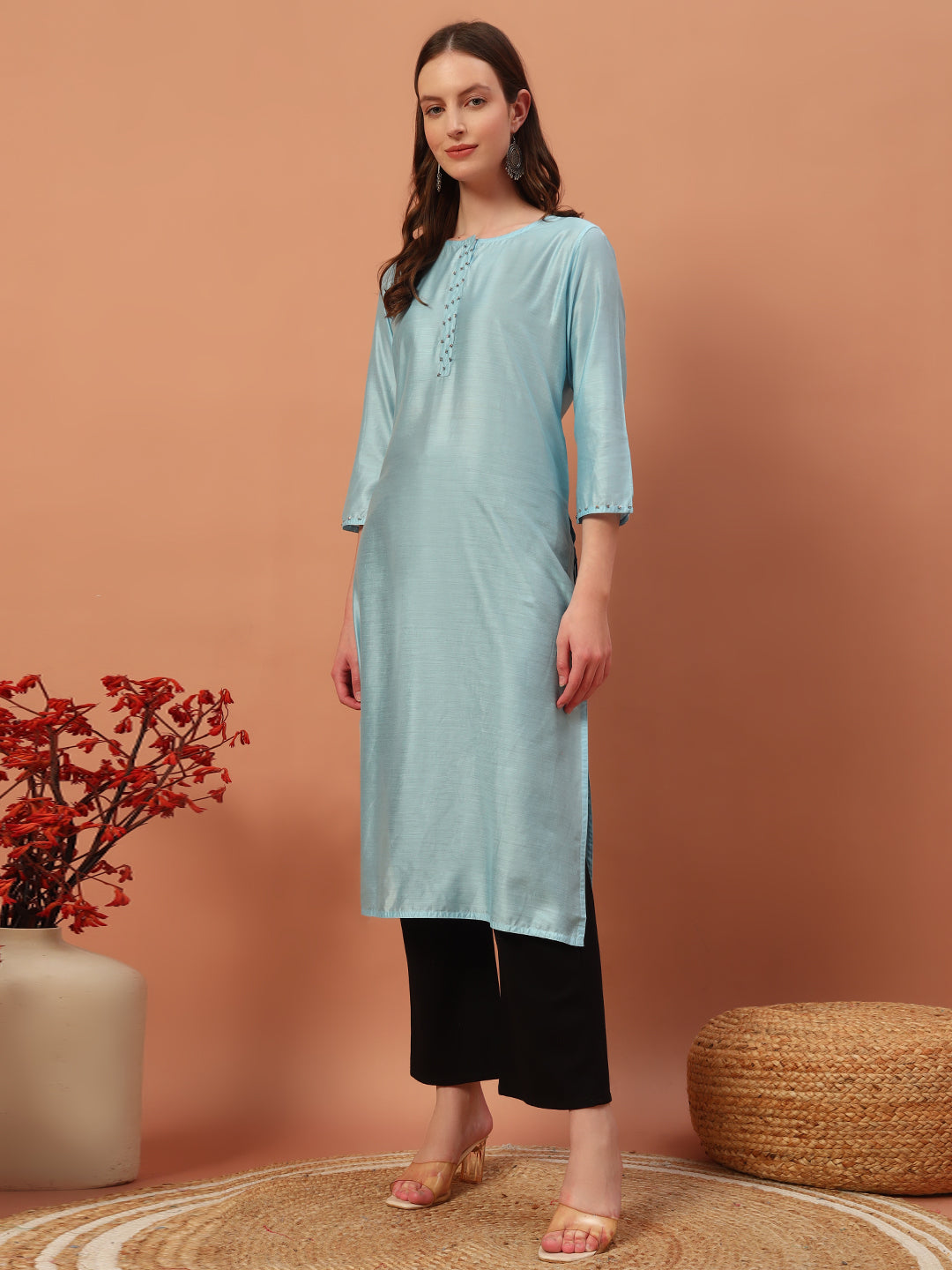 Solid Silk Kurti