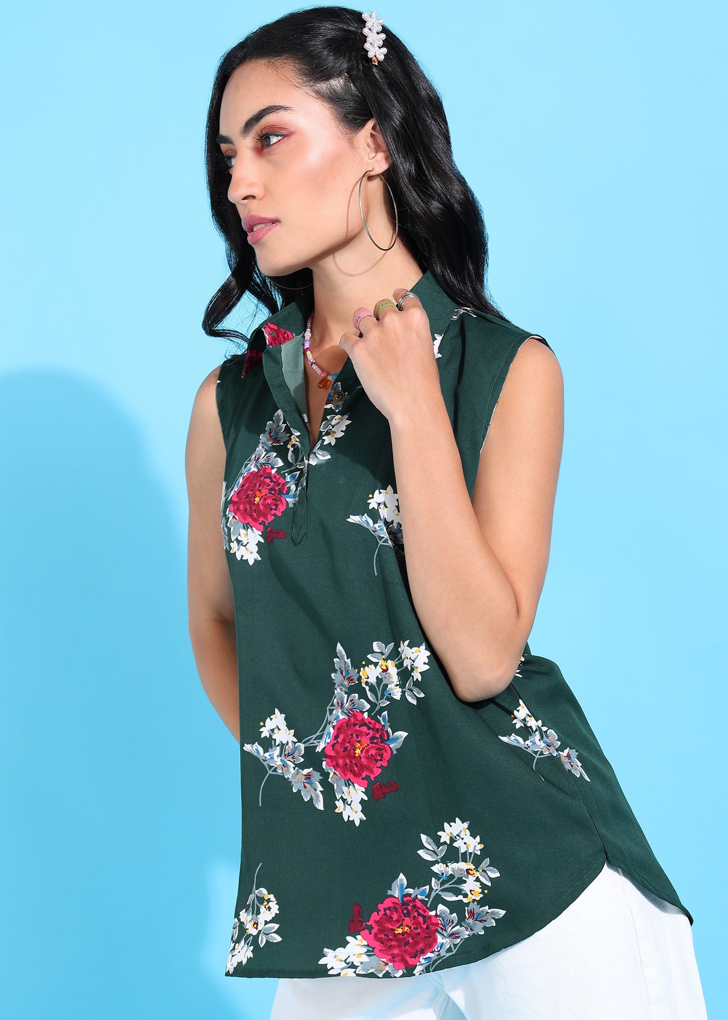 Rudraaksha Floral Collared Top