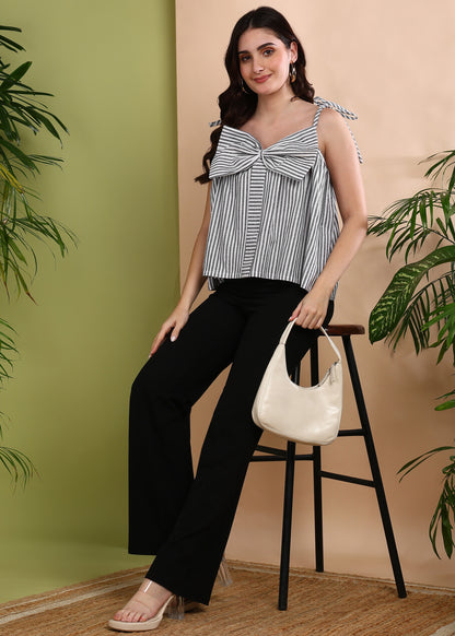 Bow Striped Crop Top