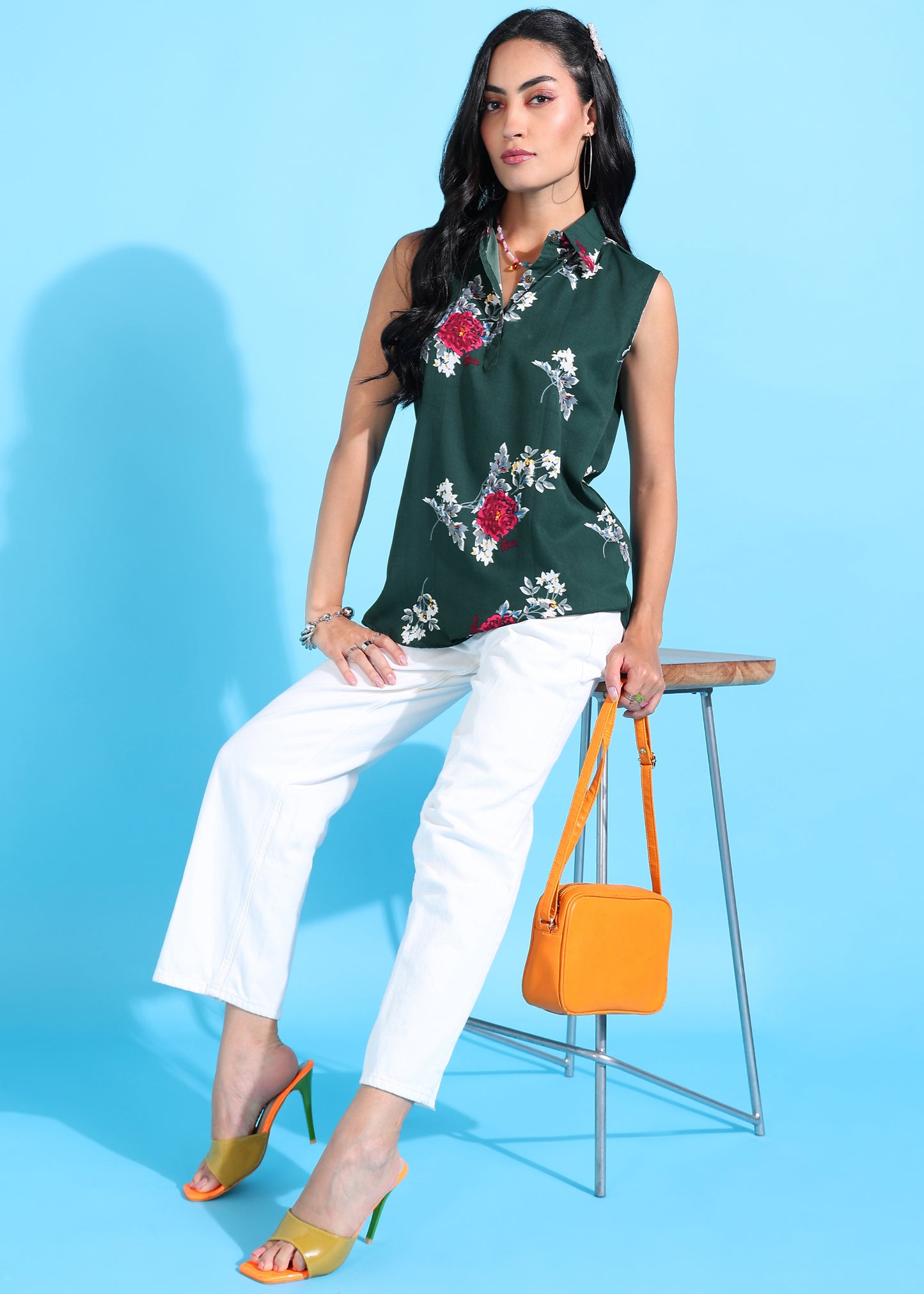 Rudraaksha Floral Collared Top