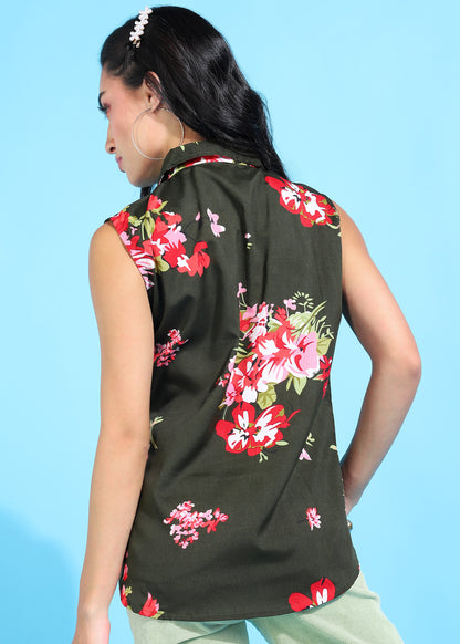Rudraaksha Floral Collared Top