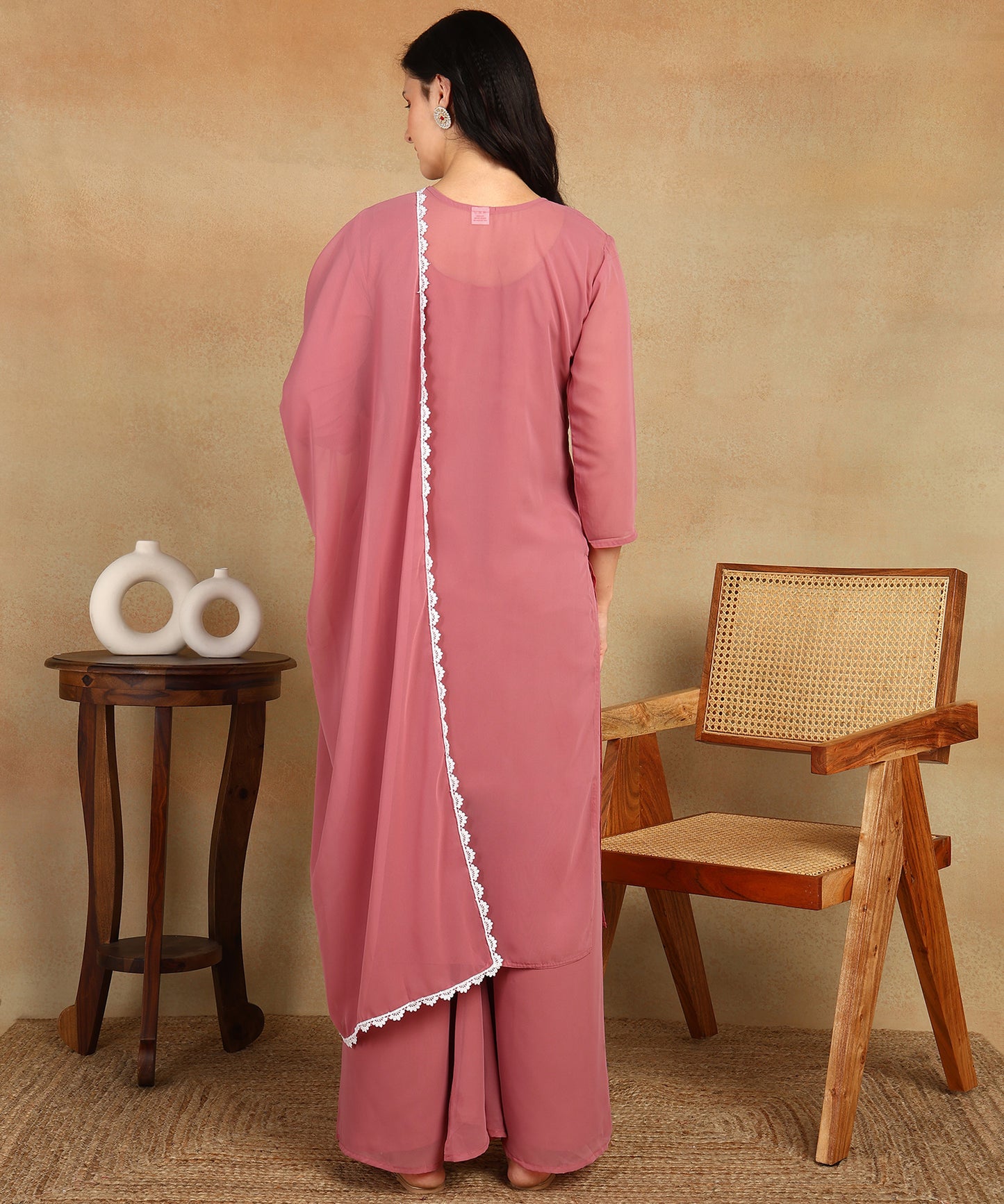 Chikankari Straight Kurta with Palazzo & Dupatta set