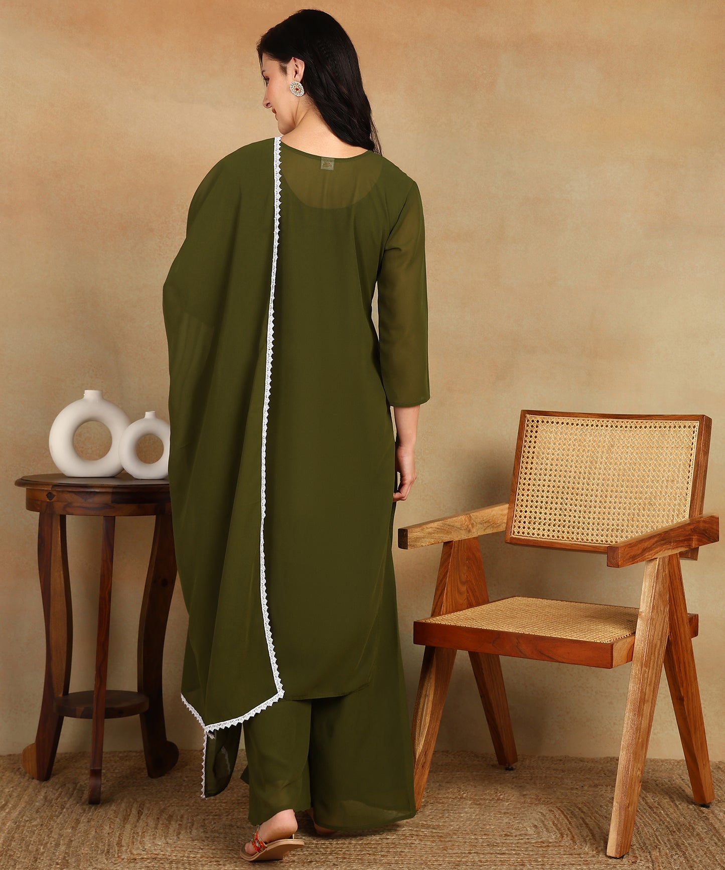 Chikankari Straight Kurta with Palazzo & Dupatta set