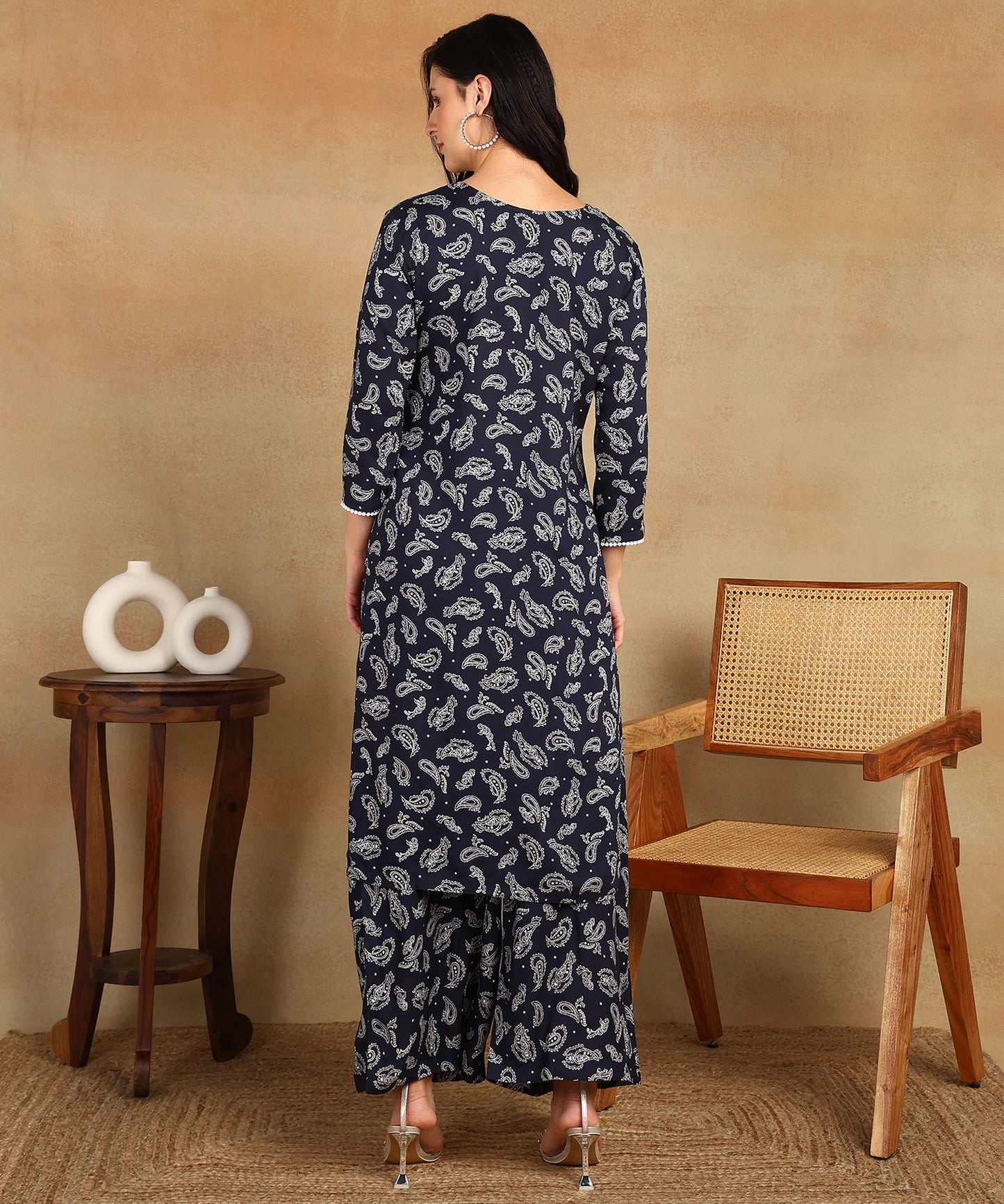Chikankari Straight Kurta with Palazzo & Dupatta set