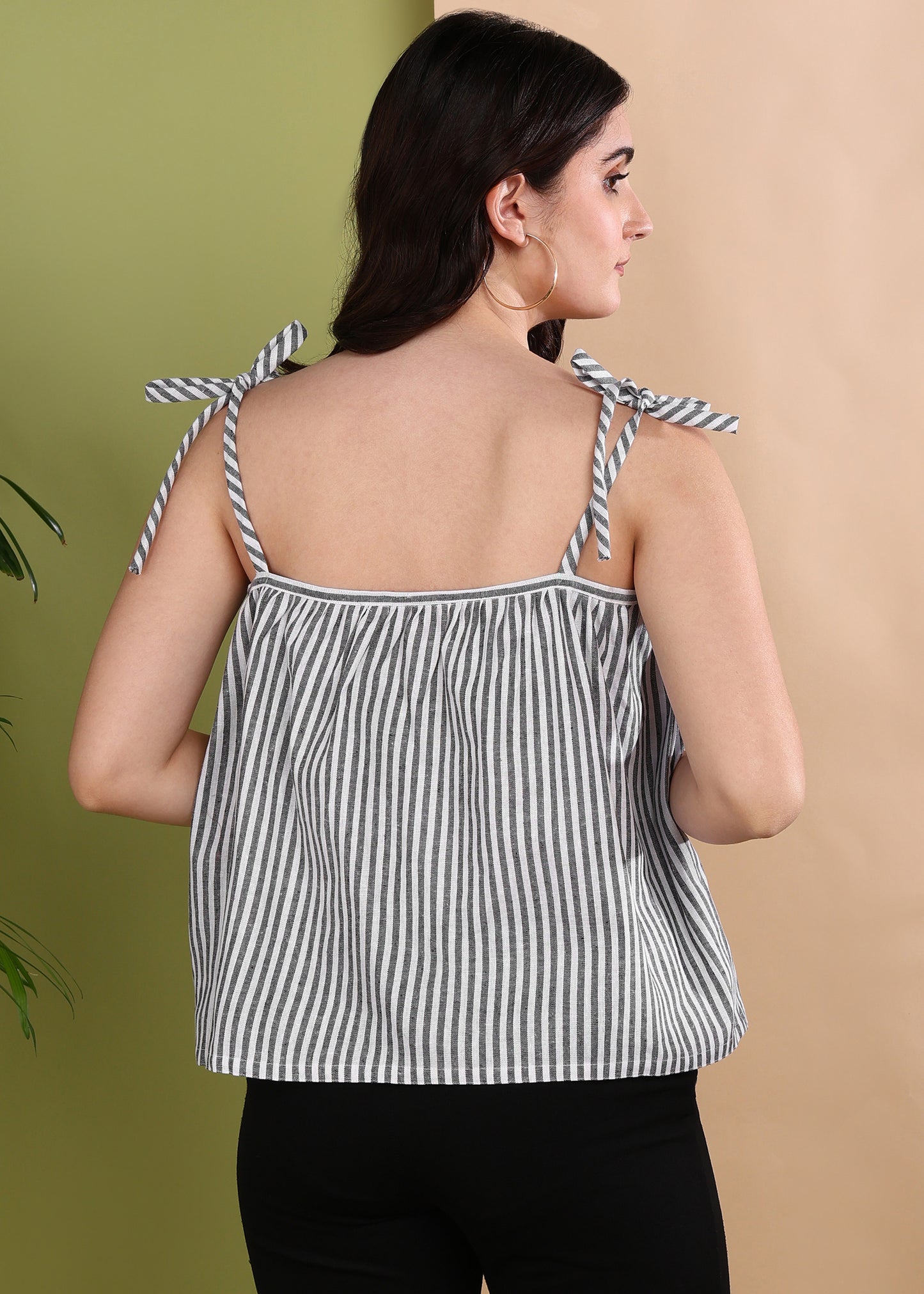 Bow Striped Crop Top