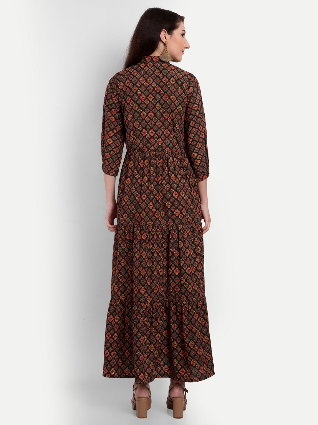 stylish collared cotton printed maxi dress for women