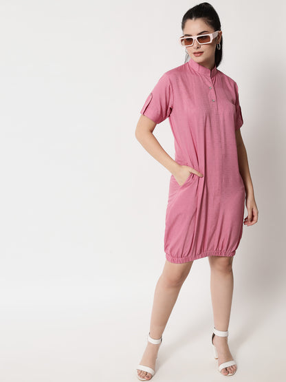 Elasticated Short Dress Pink