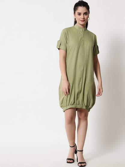 Elasticated Short Dress olive