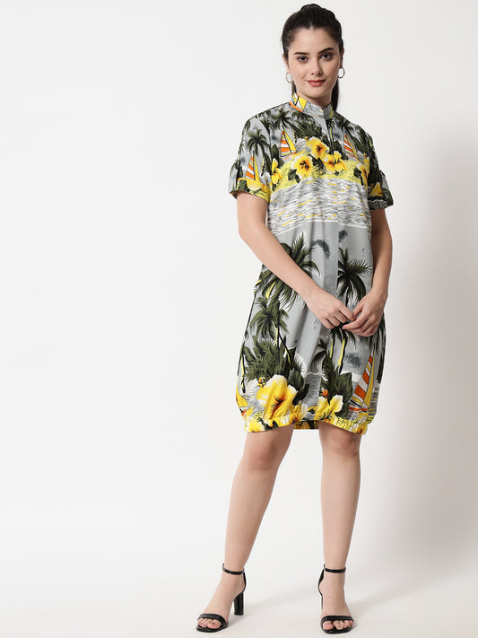 Floral Elasticated Short Dress