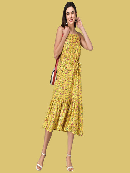 Rudraaksha Frilleed Printed women dress RUDRAAKSHA