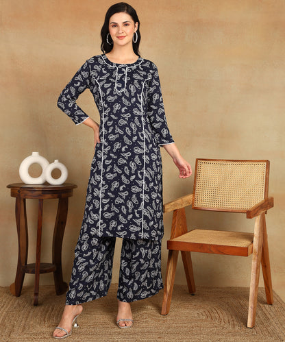 Chikankari Straight Kurta with Palazzo & Dupatta set