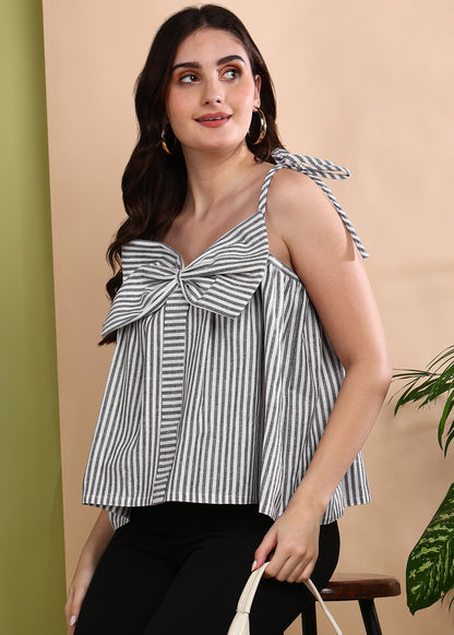 Bow Striped Crop Top