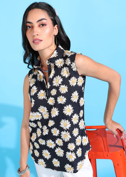 Rudraaksha Floral Collared Top