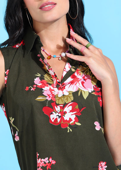 Rudraaksha Floral Collared Top