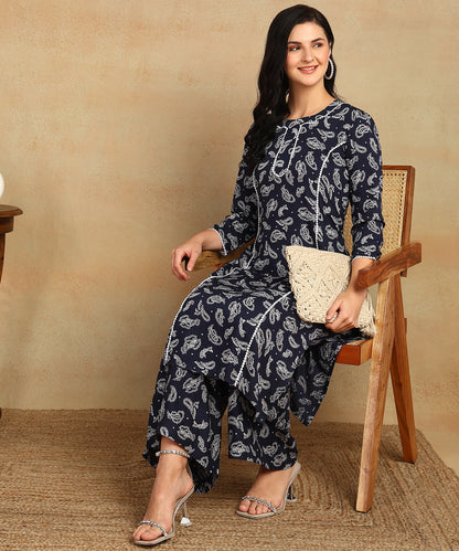 Chikankari Straight Kurta with Palazzo & Dupatta set