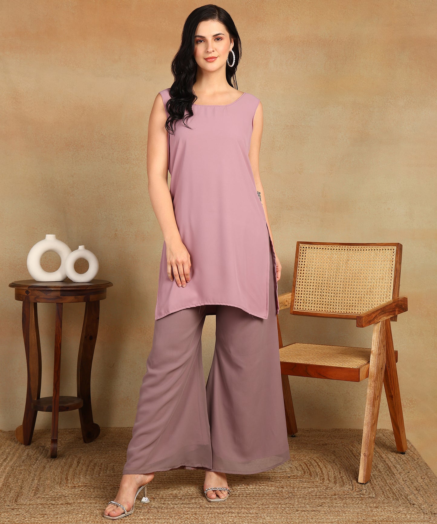 Chikankari Straight Kurta with Palazzo & Dupatta set