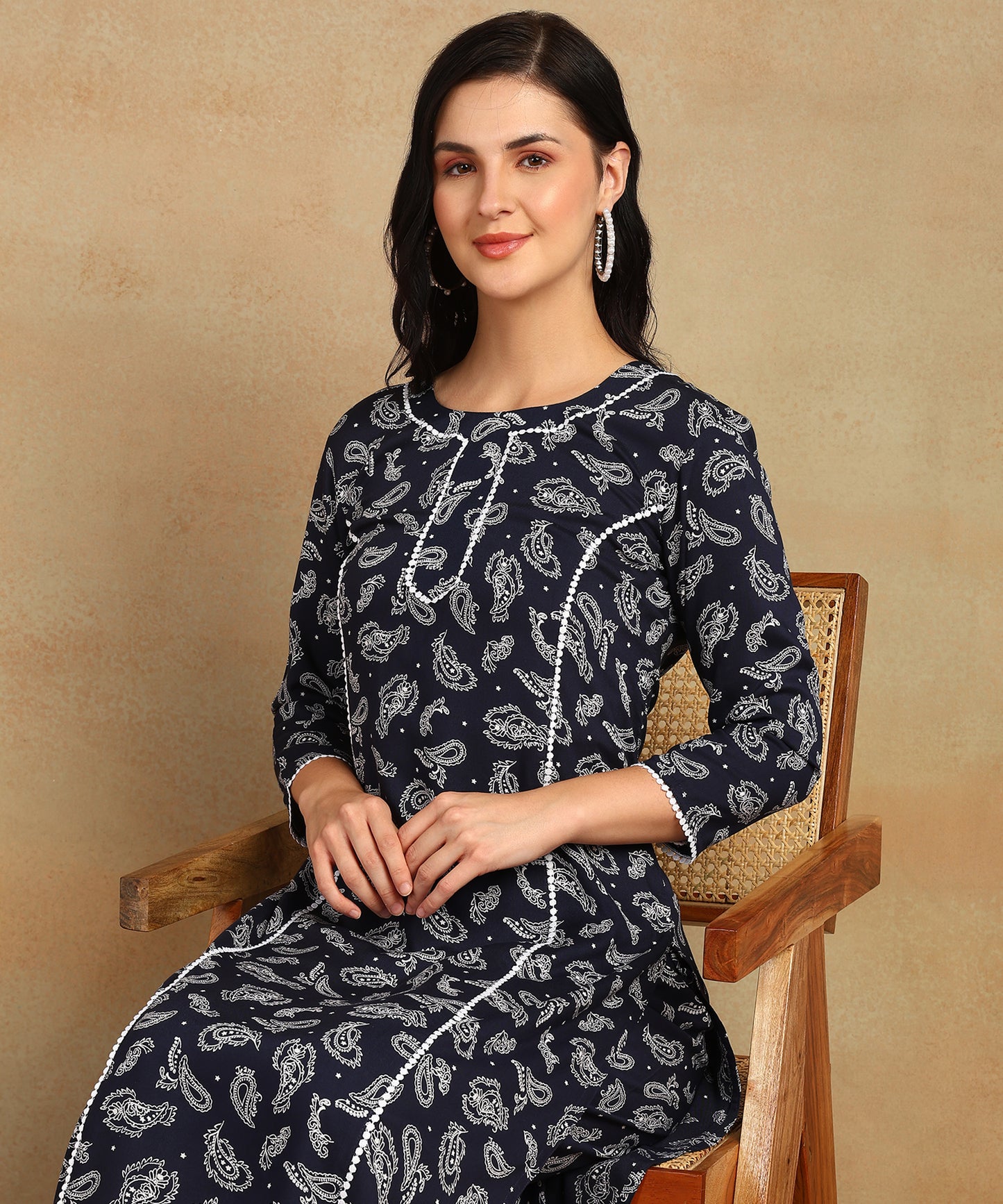 Chikankari Straight Kurta with Palazzo & Dupatta set