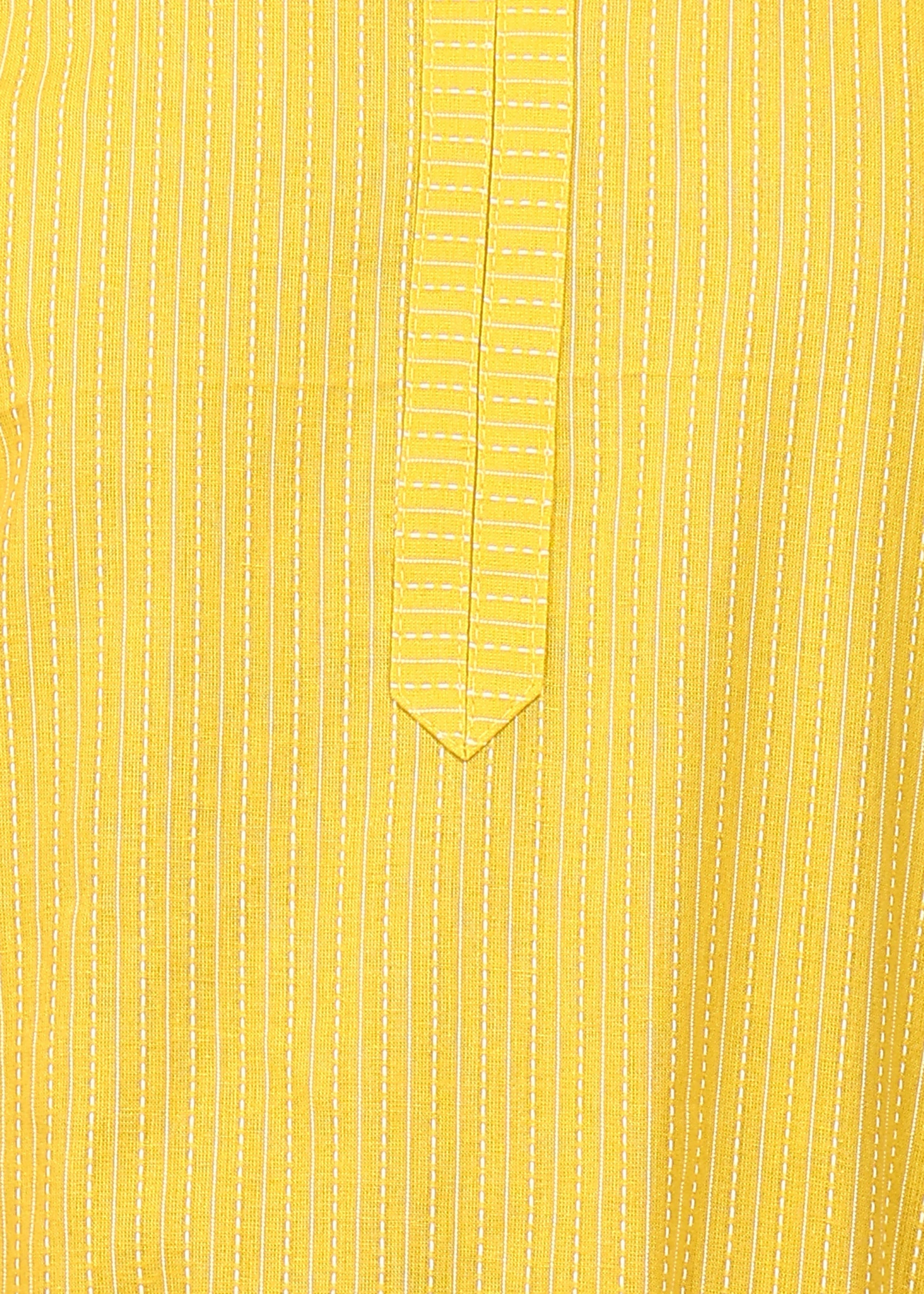 Rudraaksha Yellow Cotton Co-Ord Set for Women | Sleeveless Kurti Top & Straight Pants | Summer Wear Cotton Set RUDRAAKSHA