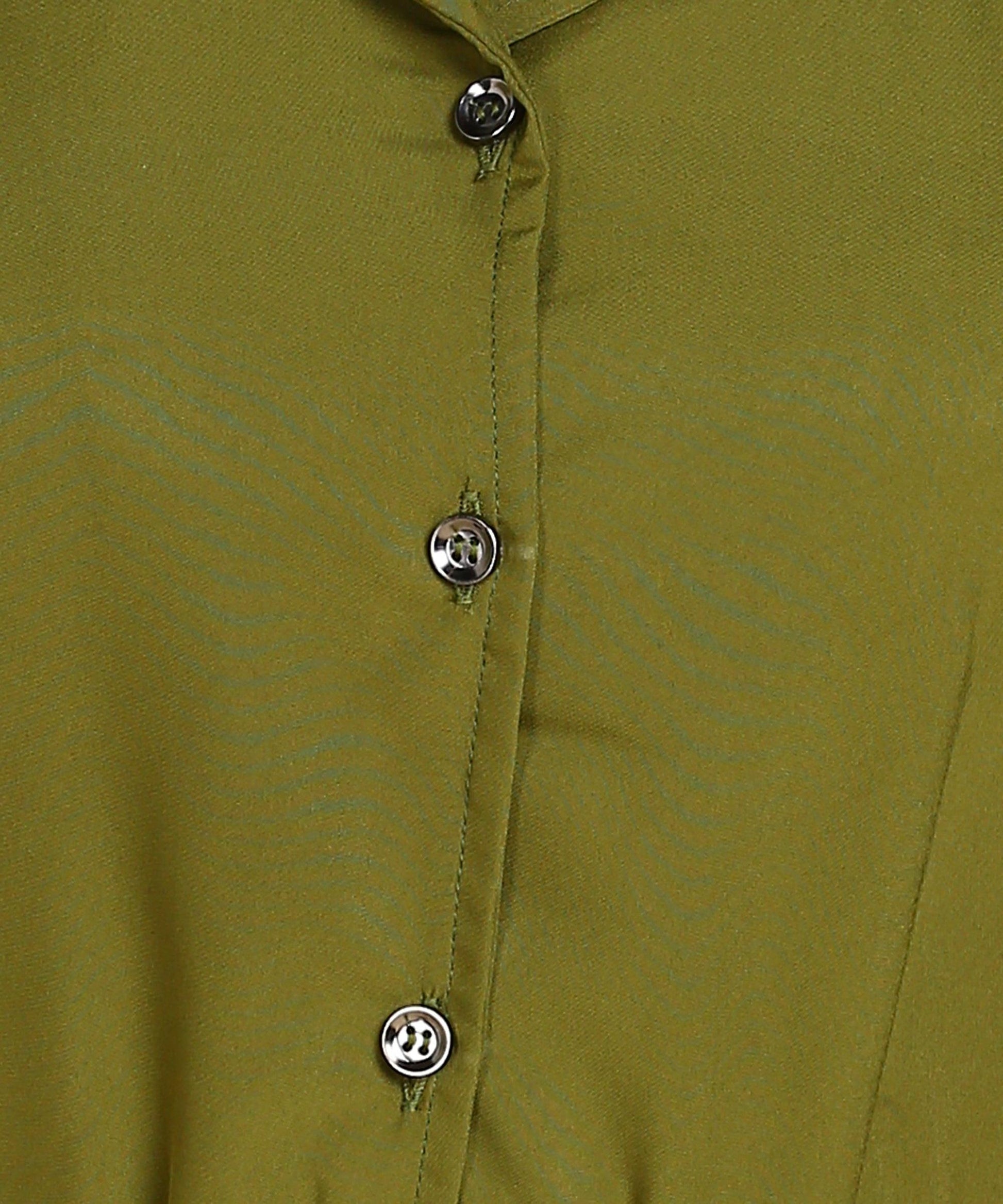 Rudraaksha Women Olive Green Solid Midi Dress | Sleeveless Button-Front Belted Fit & Flare Dress RUDRAAKSHA