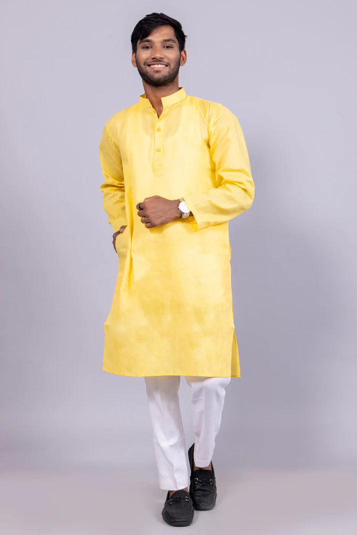 Men’s Long Cotton Kurta – Classic Ethnic Elegance