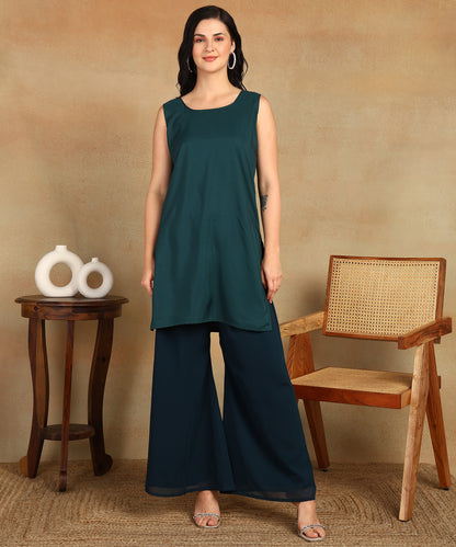 Chikankari Straight Kurta with Palazzo & Dupatta set