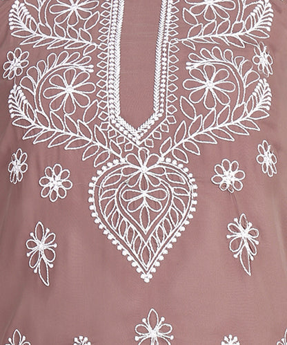 Chikankari Straight Kurta with Palazzo & Dupatta set