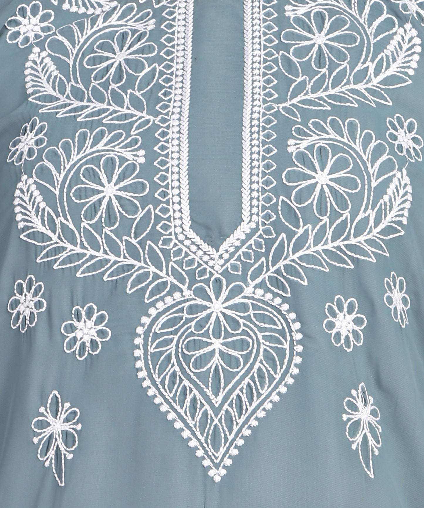 Chikankari Straight Kurta with Palazzo & Dupatta set