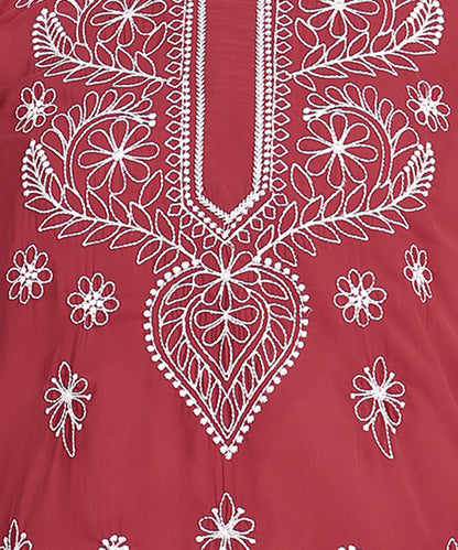 Chikankari Straight Kurta with Palazzo & Dupatta set