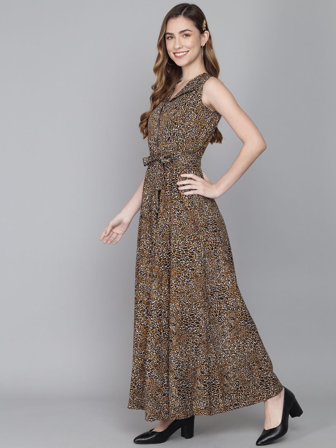 Rudraaksha women stylish  crepe printed maxi dress