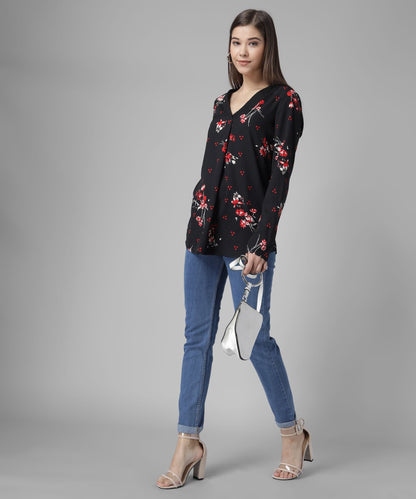 Printed V-Neck Top RUDRAAKSHA