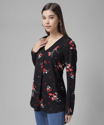 Printed V-Neck Top RUDRAAKSHA