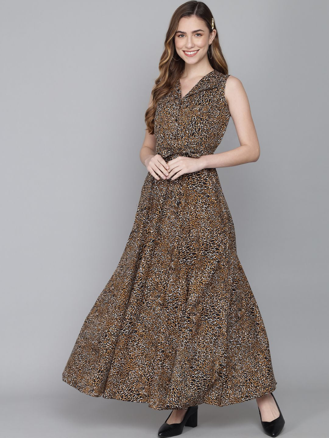 Rudraaksha women stylish  crepe printed maxi dress