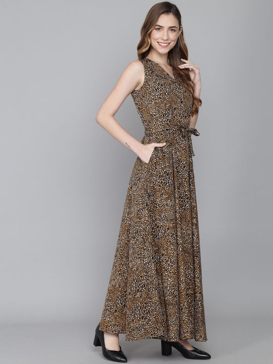 Rudraaksha women stylish  crepe printed maxi dress