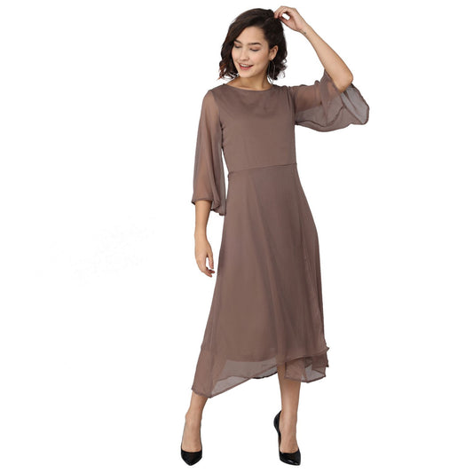 Rudraaksha women's chiffon bell sleeve dress