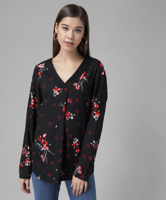 Printed V-Neck Top