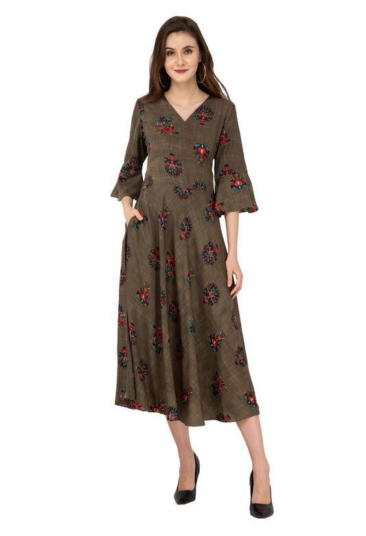 Rudraakshaksha women's  crepe printed dress