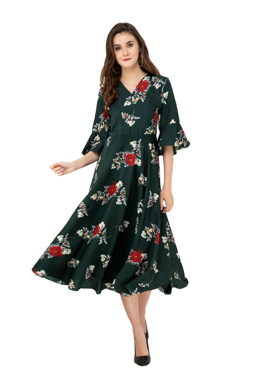 Rudrraaksha Printed Calf Length Dress