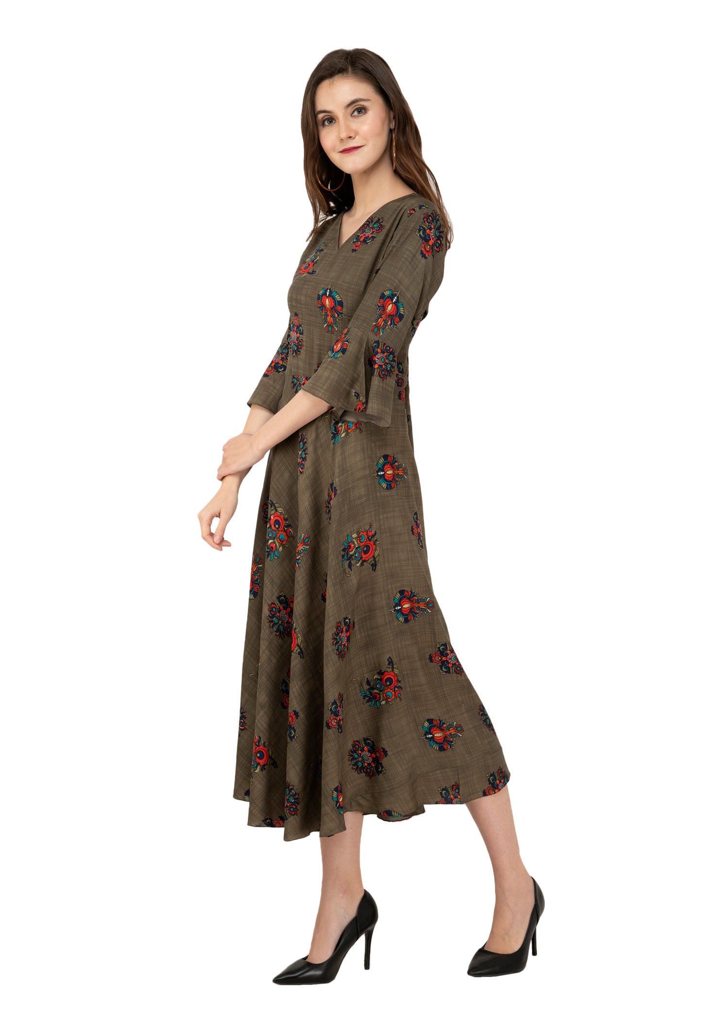 Rudrraaksha Printed Calf Length Dress